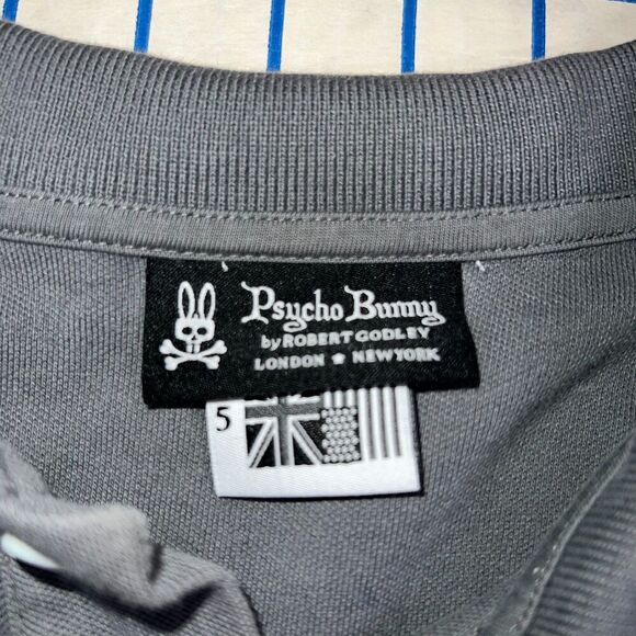 Physco Bunny Polo Shirt Size 5 Gray Short Sleeve Chest Logo Shirt - Picture 8 of 9